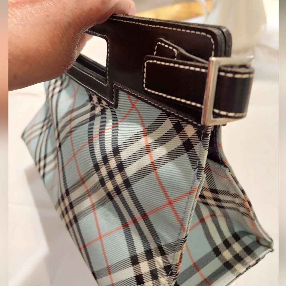Burberry Nova Check Handbag, Canvas, Leather, Snap Close, Light Blue, RARE!!! - Picture 9 of 9